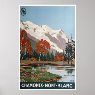 Affiche de voyage Chamonix Mont Blanc France Art