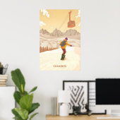 Affiche de voyage Chamonix Mont Blanc Snowboard (Bureau à domicile)