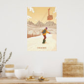 Affiche de voyage Chamonix Mont Blanc Snowboard (Cuisine)