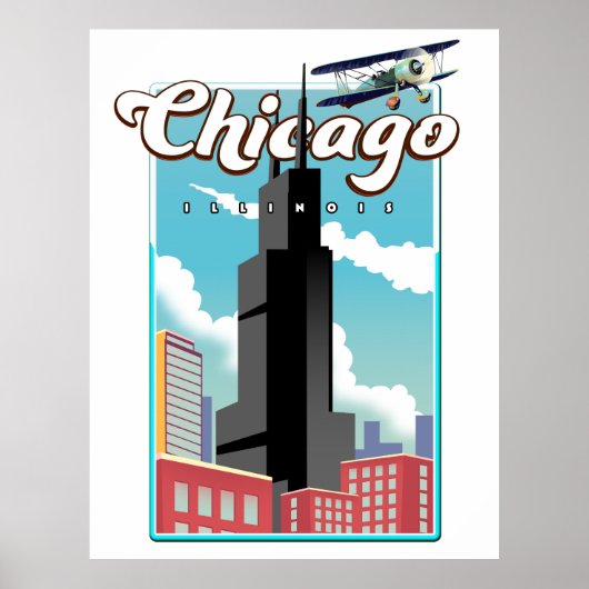 Affiche de voyage Chicago Illinois États-Unis (Devant)