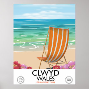 Affiche de voyage Clwyd Pays de Galles bord de mer
