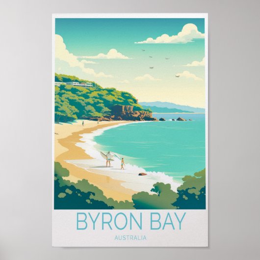 Affiche de voyage côtière de Byron Bay (Devant)