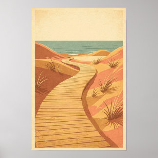 Affiche de voyage côtière de la promenade de la du