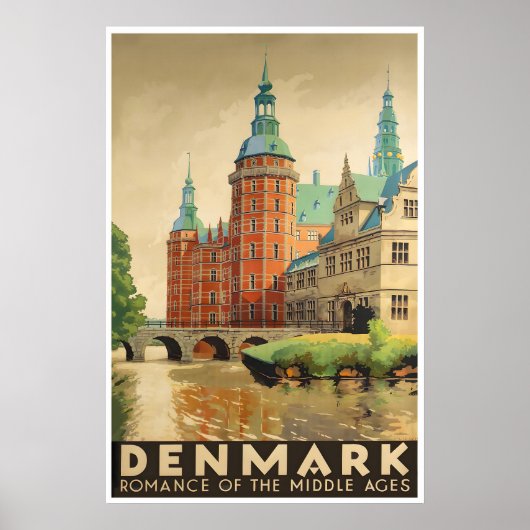 Affiche de voyage Danemark Rétro Impression d'art (Devant)