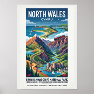 Affiche de voyage dans le nord du Pays de Galles