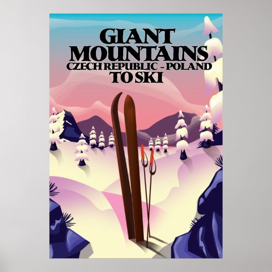 Affiche de voyage dans les monts Géants Pologne. (Devant)