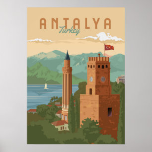 Affiche de voyage d'Antalya Turquie