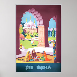 Affiche de voyage d'art indien Delhi Art India