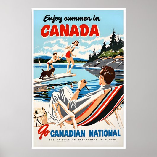 Affiche de voyage d'art vintage d'été Canada Canad (Devant)
