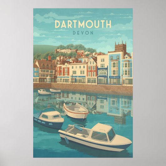Affiche de voyage Dartmouth Devon bord de mer (Devant)