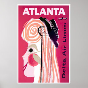 Affiche de voyage d'Atlanta Impression d'art vinta