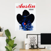Affiche de voyage d'Austin, Texas (Bureau à domicile)