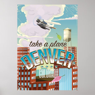 Affiche de voyage de bande dessinée de Denver le
