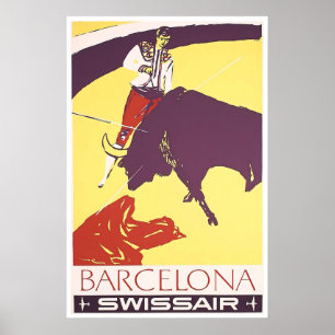 Affiche de voyage de Barcelone Espagne Art Torero