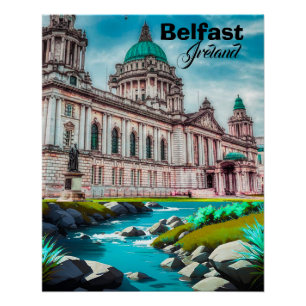 Affiche de voyage de Belfast Irlande du Nord Art m