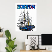 affiche de voyage de Boston (Bureau à domicile)