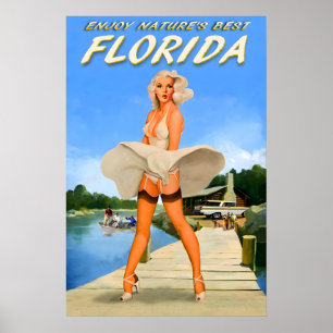 Affiche de voyage de cabane en rondins du lac Flor