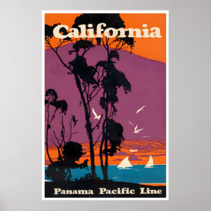 Affiche de voyage de Californie Art de bateau de c