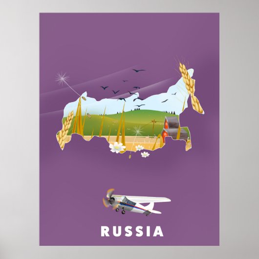 Affiche de voyage de carte russe (Devant)