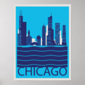 Affiche de voyage de Chicago Skyline (Devant)