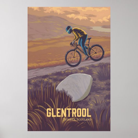 Affiche de voyage de cyclisme sur montagne de Glen (Devant)