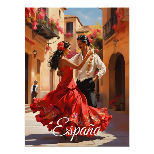 Affiche de voyage de danseurs de flamenco espagnol (Devant)