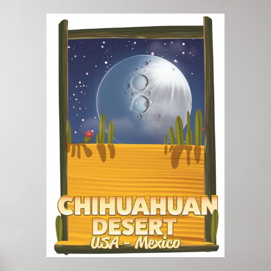 Affiche de voyage de dessin animé du désert de Chi (Devant)