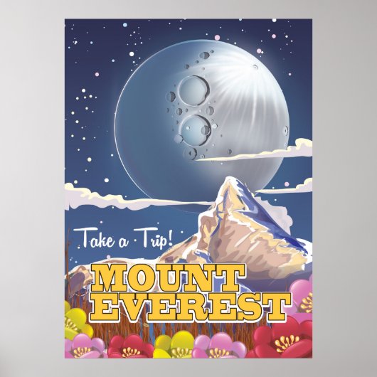 Affiche de voyage de dessin animé du mont Everest (Devant)