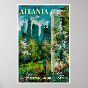 Affiche de voyage de Géorgie Atlanta Print Delta S