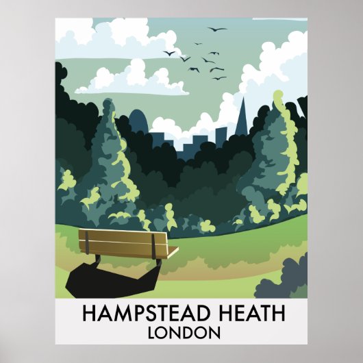 Affiche de voyage de Hampstead Heath à Londres. (Devant)
