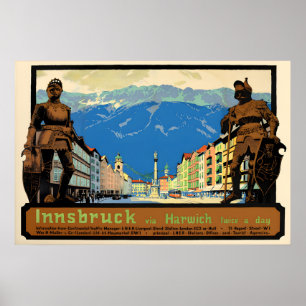 Affiche de voyage de Innsbruck via Harwich années 