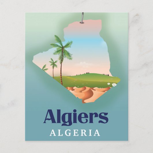Affiche de voyage de la carte algérienne d'Alger (Devant)