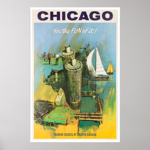 Affiche de voyage de la carte de Chicago, impressi