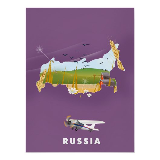 Affiche de voyage de la carte russe (Devant)