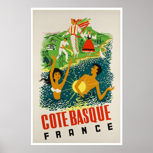 Affiche de voyage de la côte basque France Art Pla (Devant)
