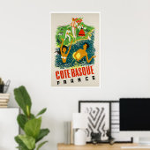 Affiche de voyage de la côte basque France Art Pla (Bureau à domicile)