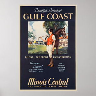 Affiche de voyage de la côte du Golfe Illinois Cen
