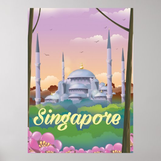 Affiche de voyage de la Mosquée de Singapour (Devant)
