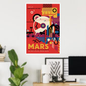 Affiche de voyage de la NASA Visite Mars Space (Bureau à domicile)