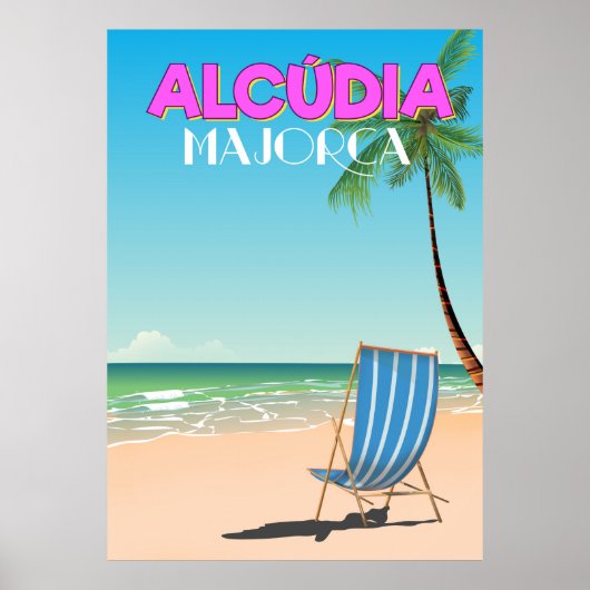 Affiche de voyage de la plage d'Alcúdia Majorque (Devant)