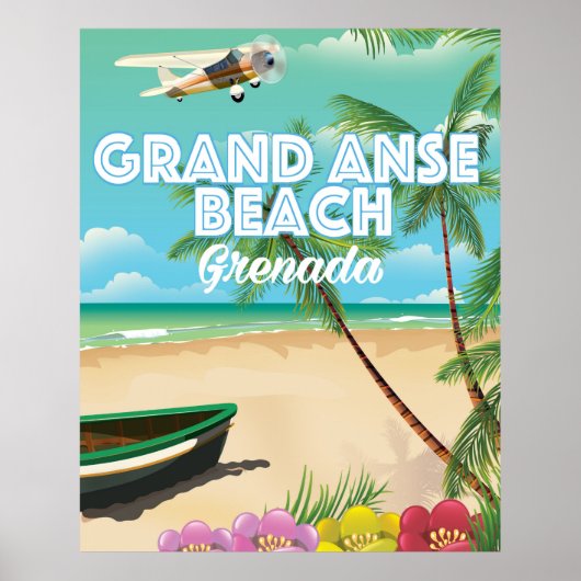 Affiche de voyage de la plage de Grand Anse à Gren (Devant)