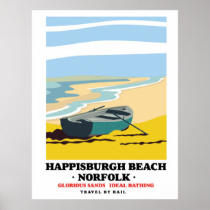 Affiche de voyage de la plage de Happisburgh Norfo