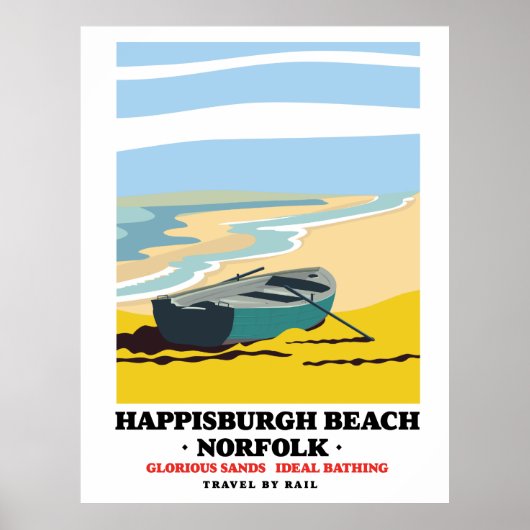 Affiche de voyage de la plage de Happisburgh Norfo (Devant)