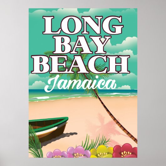 Affiche de voyage de la plage de Long bay Jamaïque (Devant)
