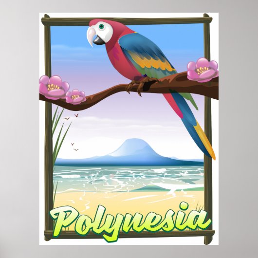 Affiche de voyage de la plage de Polynésie (Devant)