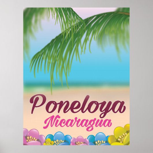 Affiche de voyage de la plage de Poneloya Nicaragu (Devant)