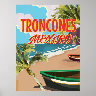 Affiche de voyage de la plage de Troncones au Mexi