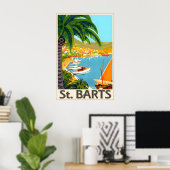Affiche de voyage de la plage tropicale de St Bart (Bureau à domicile)