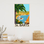 Affiche de voyage de la plage tropicale de St Bart (Cuisine)