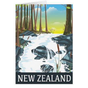 Affiche de voyage de la rivière Nouvelle-Zélande